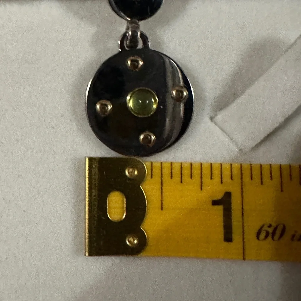 Designer PDL Stainless Steel 18k Gold Peridot Stone Earrings Made in Italy Boho